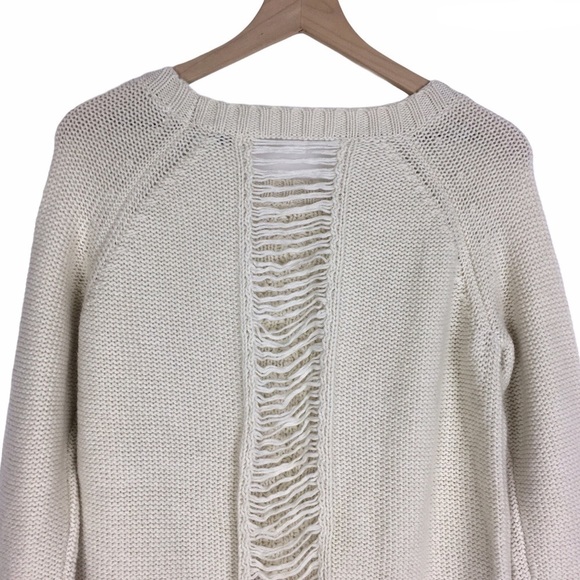 CUPCAKES AND CASHMERE Sweater Wool Fisherman Cable Knit Distressed Size Small - Picture 6 of 11